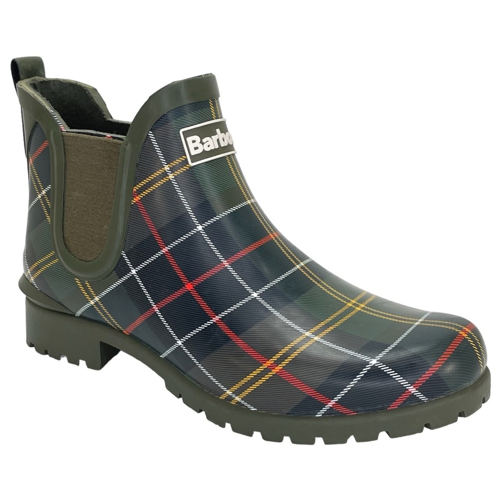 Barbour Wilton Wellington Plaid Waterproof Womens Rain Booties 8M UK/10US